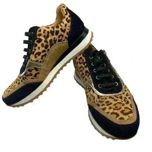 Women’s MYRA Velocity Leopard Hair Lace Up Sneaker Size 7